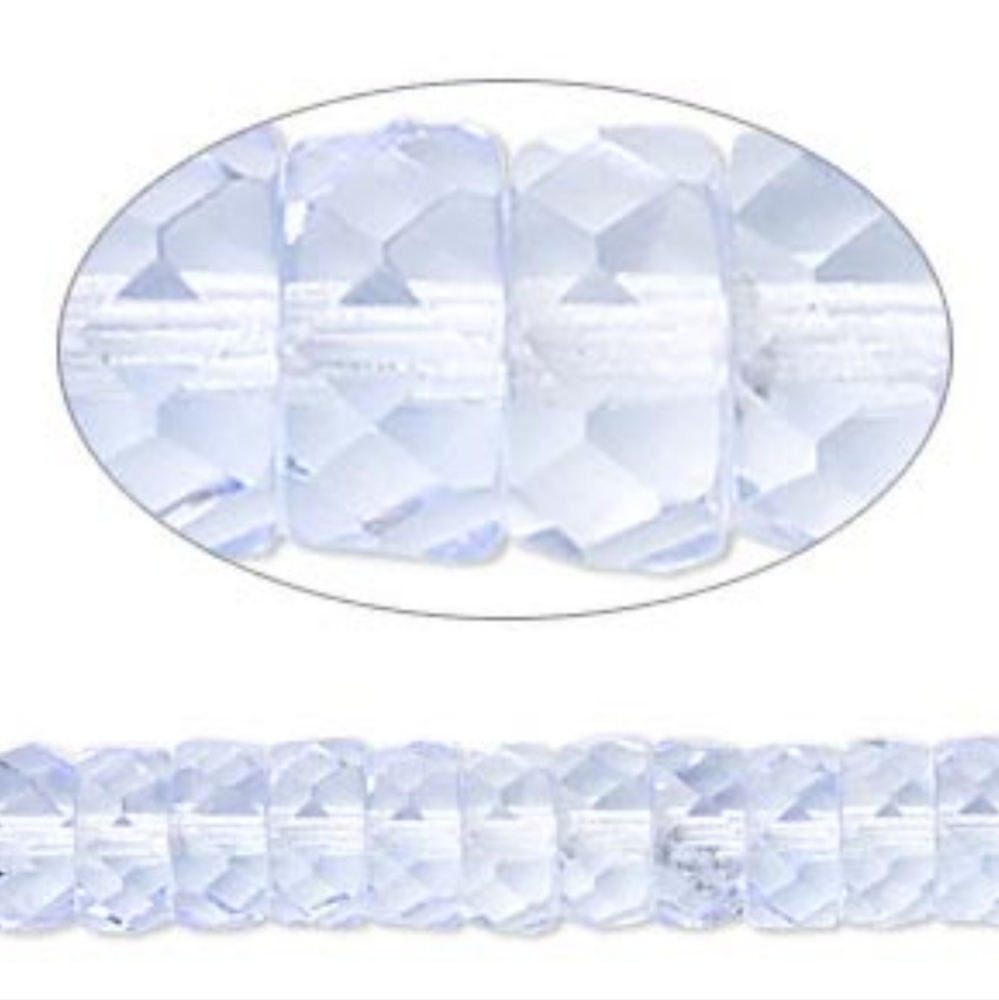 2/$15 Bead Czech Fire-polished Glass Sapphire 8x4mm Faceted Rondelle Tube